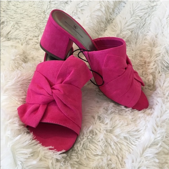 Worthington Shoes - 🆕{worthington} Pink Bow Heeled Mules